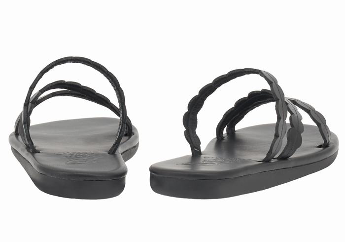 Black Ancient Greek Sandals Oceanis Women Slide Sandals | BYB2925YR