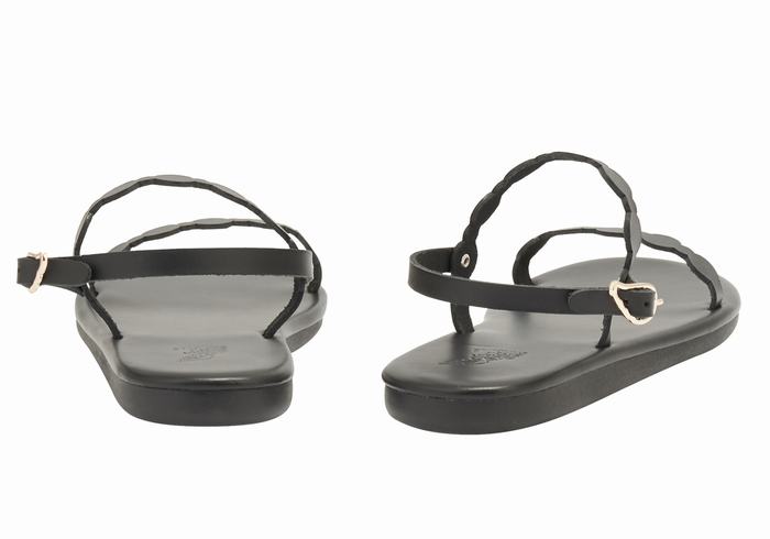 Black Ancient Greek Sandals Orion Women Back-Strap Sandals | JIU4652UT