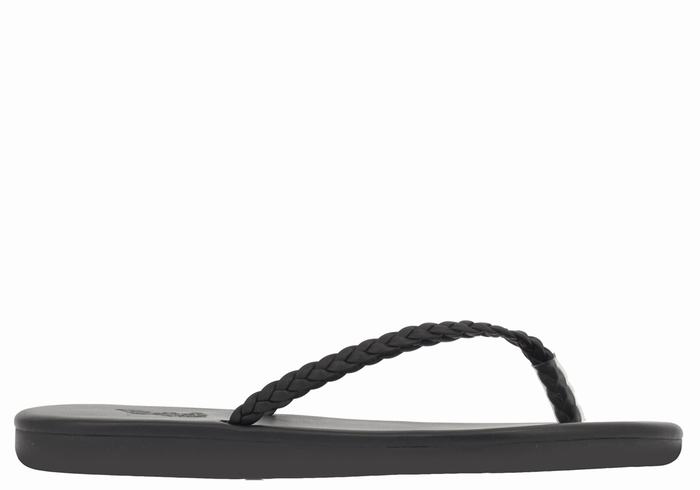 Black Ancient Greek Sandals Plage Flip Flop Women Braided Sandals | IKJ2714JQ