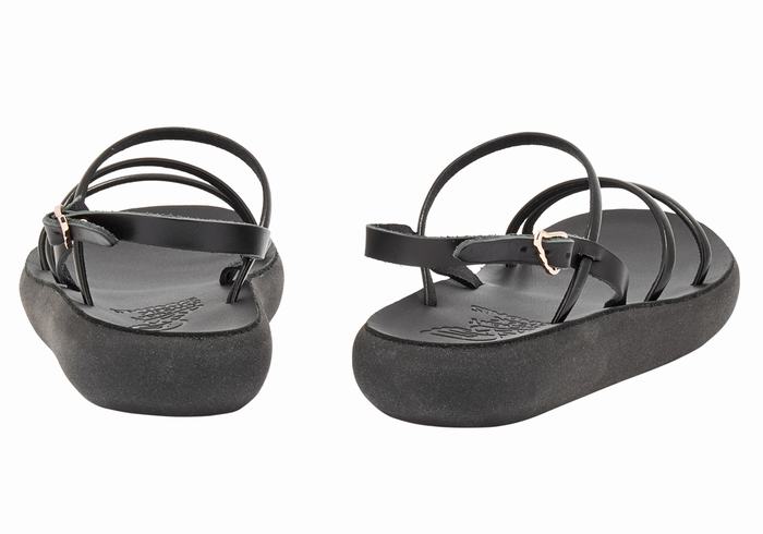 Black Ancient Greek Sandals Polis Women Back-Strap Sandals | WKP5599SQ