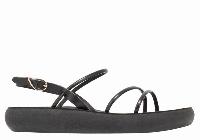 Black Ancient Greek Sandals Polis Women Back-Strap Sandals | WKP5599SQ