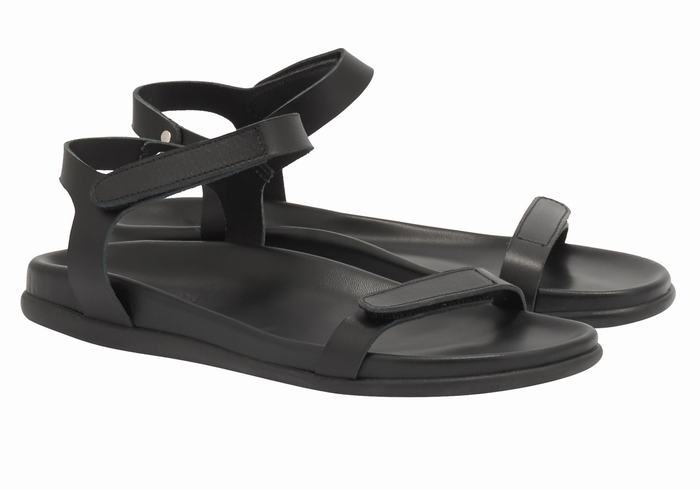 Black Ancient Greek Sandals Poros Women Back-Strap Sandals | DFM9523CS