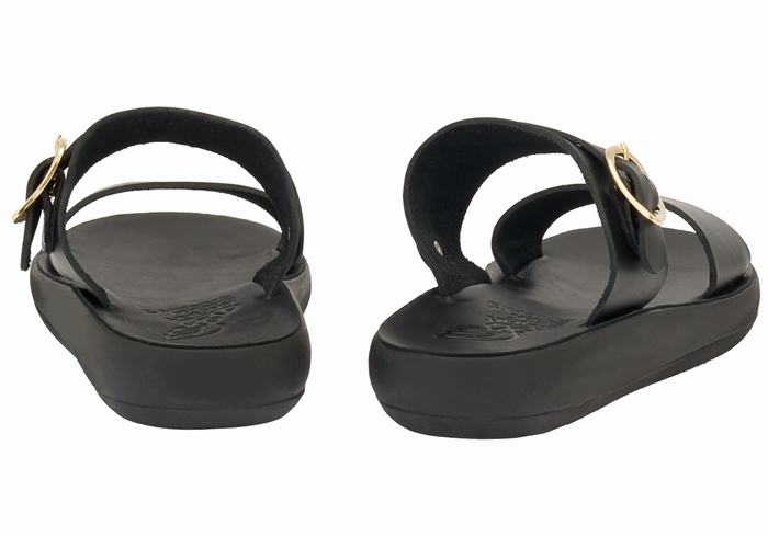 Black Ancient Greek Sandals Preveza Comfort Women Slide Sandals | SEW9585UE