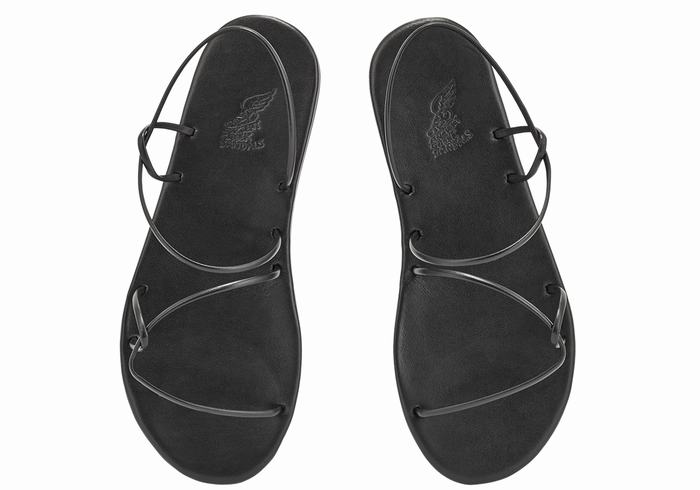 Black Ancient Greek Sandals Proorismos Women Back-Strap Sandals | DCX253VX