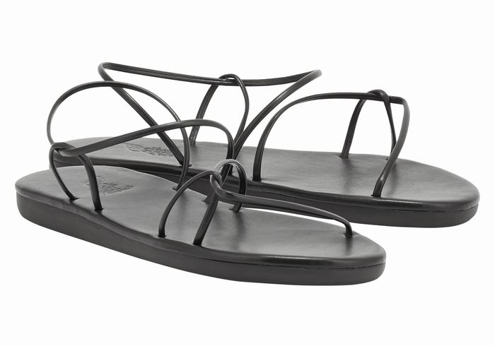 Black Ancient Greek Sandals Proorismos Women Back-Strap Sandals | DCX253VX