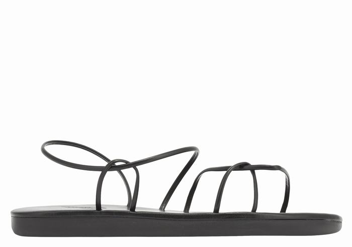 Black Ancient Greek Sandals Proorismos Women Back-Strap Sandals | DCX253VX