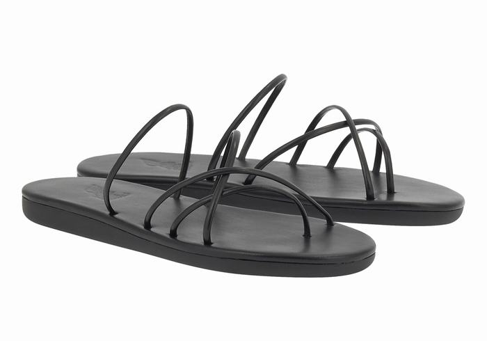 Black Ancient Greek Sandals Pu Women Slide Sandals | ZSC9116ML