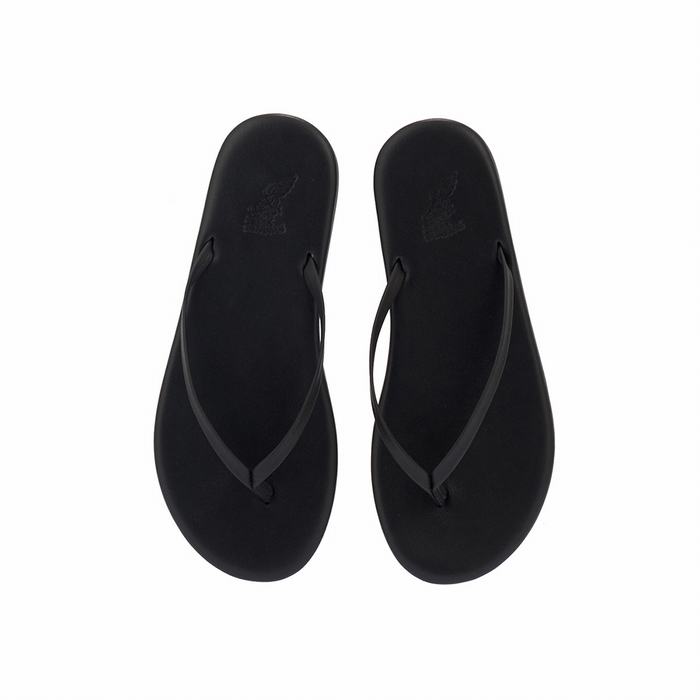 Black Ancient Greek Sandals Saionara Women Flip Flops | DWH2875WL