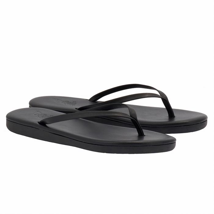 Black Ancient Greek Sandals Saionara Women Flip Flops | DWH2875WL