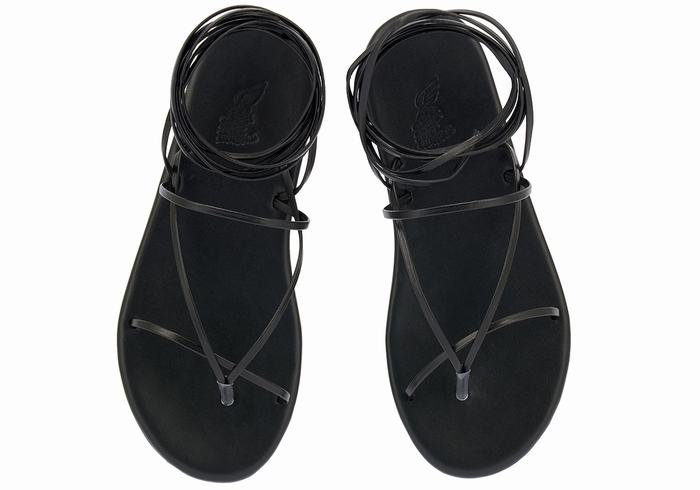 Black Ancient Greek Sandals String Women Gladiator Sandals | IID599AG