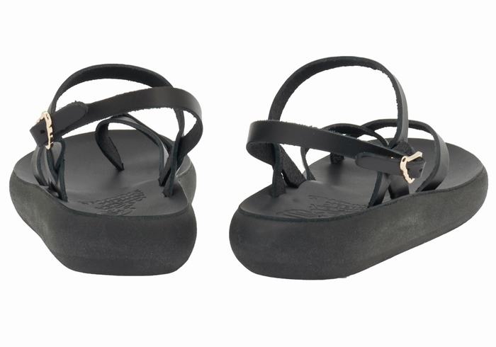 Black Ancient Greek Sandals Tereza Comfort Women Back-Strap Sandals | RWE8060RJ