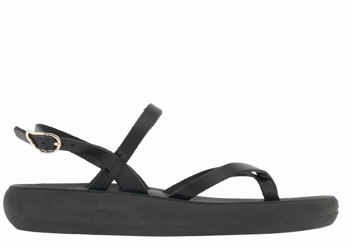 Black Ancient Greek Sandals Tereza Comfort Women Back-Strap Sandals | RWE8060RJ