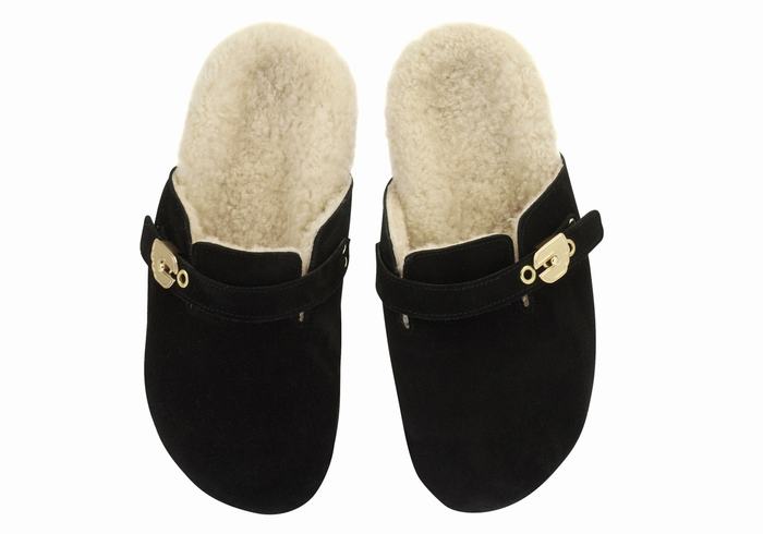 Black Ancient Greek Sandals Vasilitsa Women Slippers | FQP3568BB