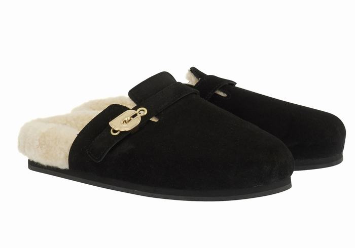 Black Ancient Greek Sandals Vasilitsa Women Slippers | FQP3568BB