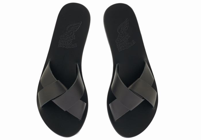 Black Ancient Greek Sandals Whitney Women Slide Sandals | NGI1010NN