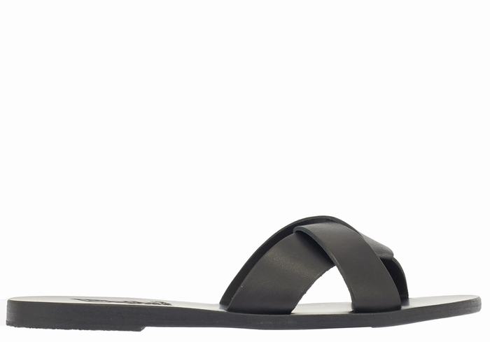 Black Ancient Greek Sandals Whitney Women Slide Sandals | NGI1010NN