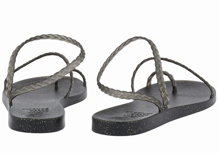 Black Gold Ancient Greek Sandals Eleftheria Women Braided Sandals | GON5827KW