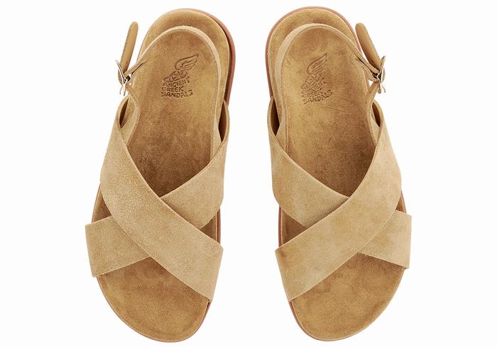 Brown Ancient Greek Sandals Ikesia Women Casual Sandals | TLU5032SC