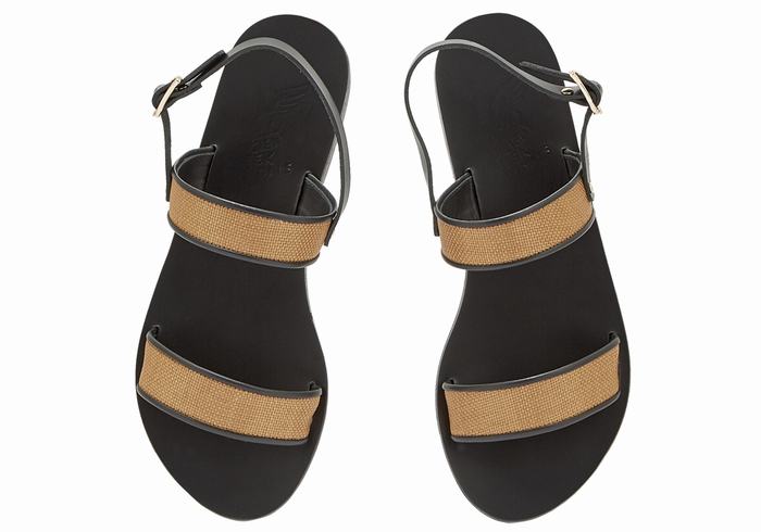 Brown Black Ancient Greek Sandals Clio Women Casual Sandals | CEN742BF