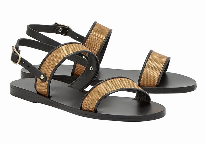 Brown Black Ancient Greek Sandals Clio Women Casual Sandals | CEN742BF