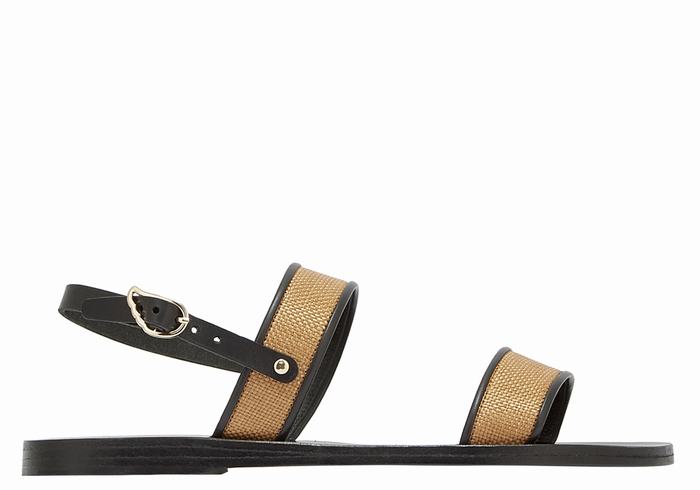 Brown Black Ancient Greek Sandals Clio Women Casual Sandals | CEN742BF