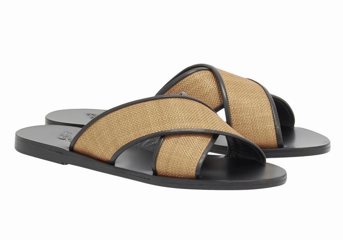 Brown Black Ancient Greek Sandals Thais Women Slide Sandals | YDM1440TR