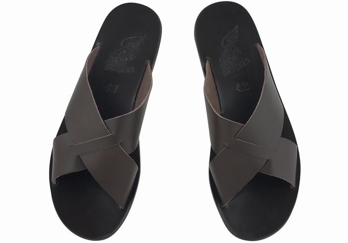 Chocolate Ancient Greek Sandals Bios Men Slide Sandals | FLO5873VD