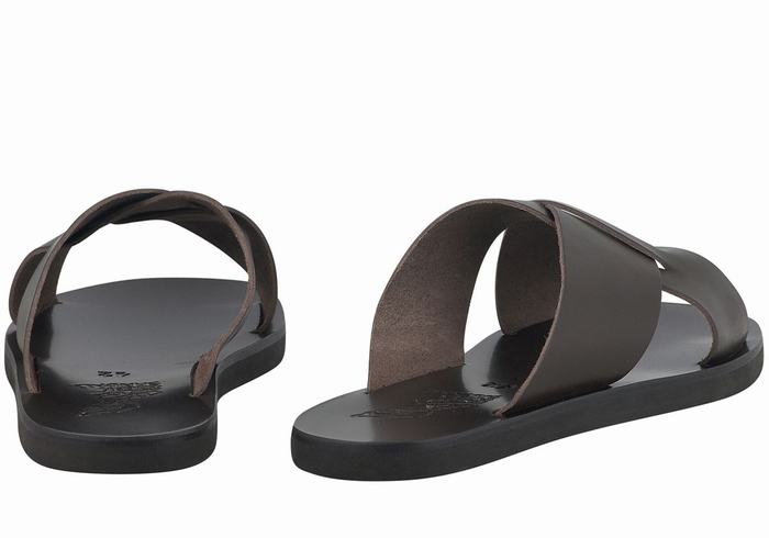 Chocolate Ancient Greek Sandals Bios Men Slide Sandals | FLO5873VD