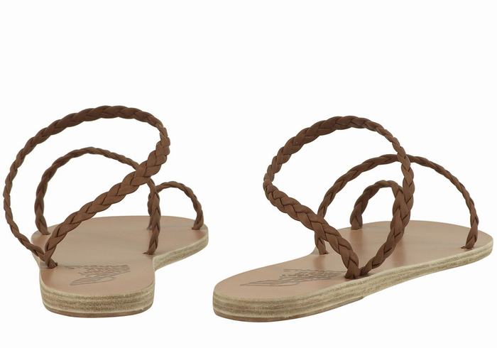 Chocolate Ancient Greek Sandals Eleftheria Leather Women Braided Sandals | BAF32RI