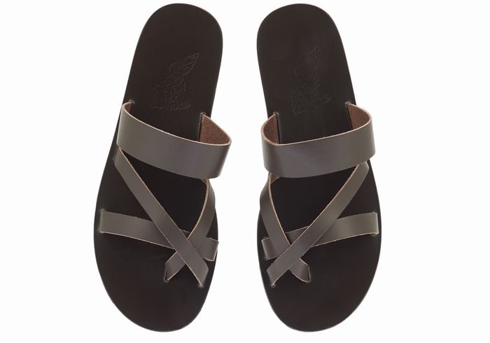 Chocolate Ancient Greek Sandals Jason Men Slide Sandals | ZVJ582HY