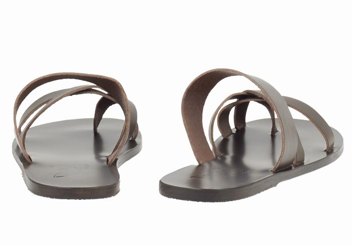 Chocolate Ancient Greek Sandals Jason Men Slide Sandals | ZVJ582HY