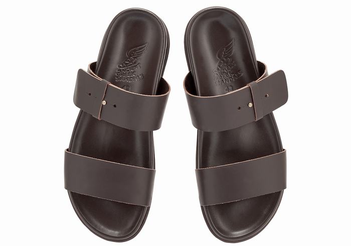 Chocolate Ancient Greek Sandals Kimon Men Slide Sandals | CGP9517IS