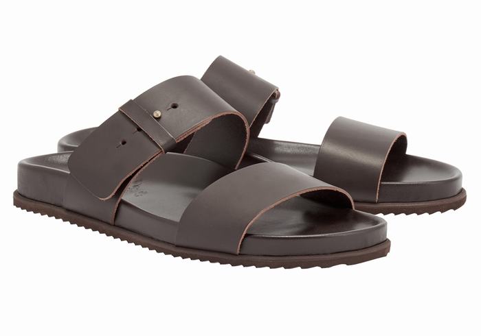 Chocolate Ancient Greek Sandals Kimon Men Slide Sandals | CGP9517IS