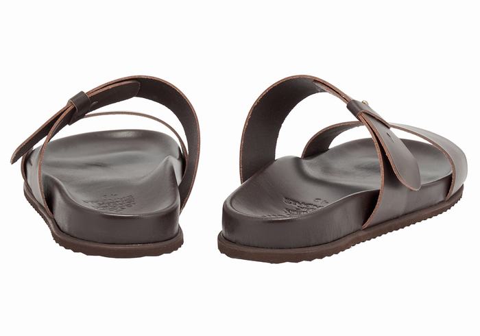 Chocolate Ancient Greek Sandals Kimon Men Slide Sandals | CGP9517IS