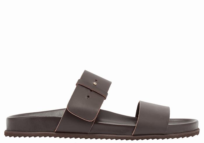 Chocolate Ancient Greek Sandals Kimon Men Slide Sandals | CGP9517IS