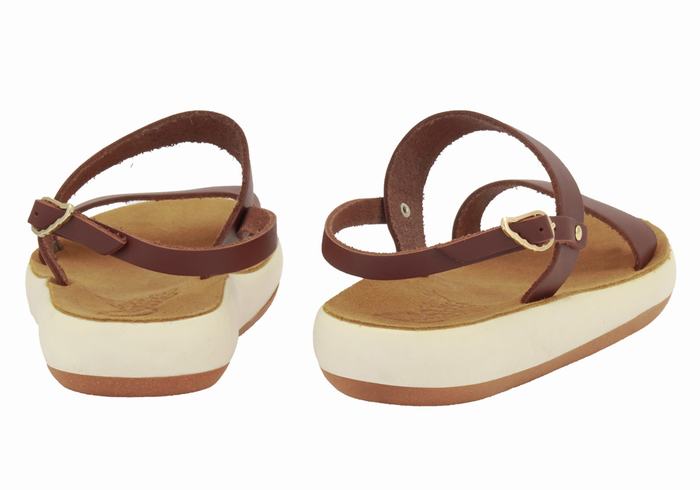 Coffee Ancient Greek Sandals Clio Comfort Women Casual Sandals | TID3719EX