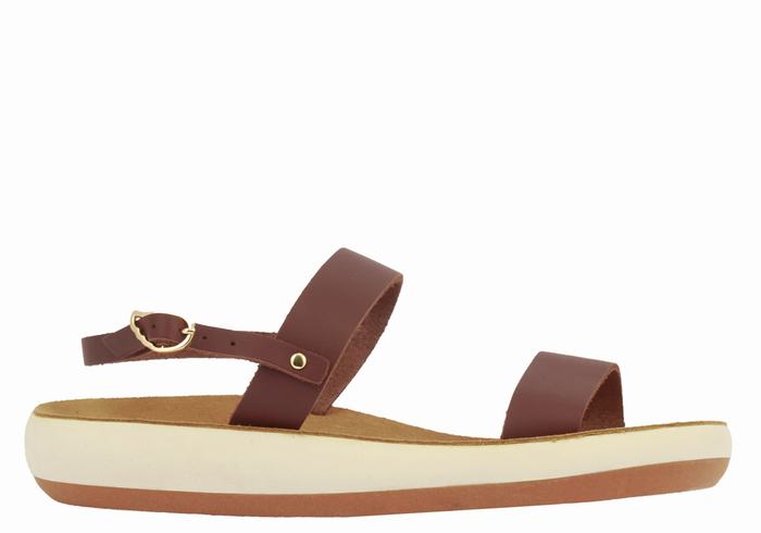 Coffee Ancient Greek Sandals Clio Comfort Women Casual Sandals | TID3719EX