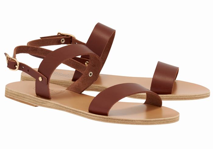 Coffee Ancient Greek Sandals Clio Women Back-Strap Sandals | KSG8851BT