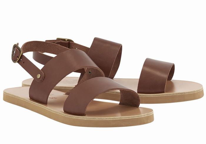 Coffee Ancient Greek Sandals Dinatos Men Casual Sandals | ZNT8984UZ