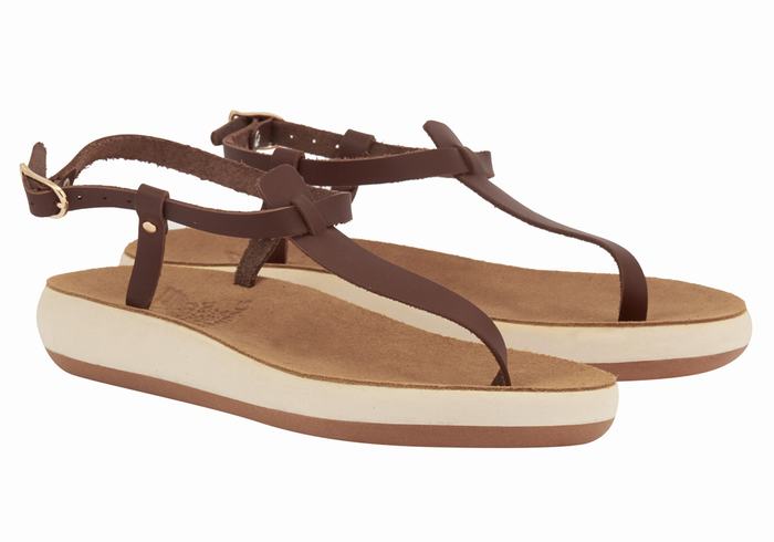 Coffee Ancient Greek Sandals Lito Comfort Women Back-Strap Sandals | ZWV5786AZ