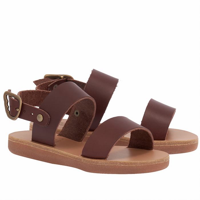 Coffee Ancient Greek Sandals Little Clio Soft Kids' Casual Sandals | BCL7563PT