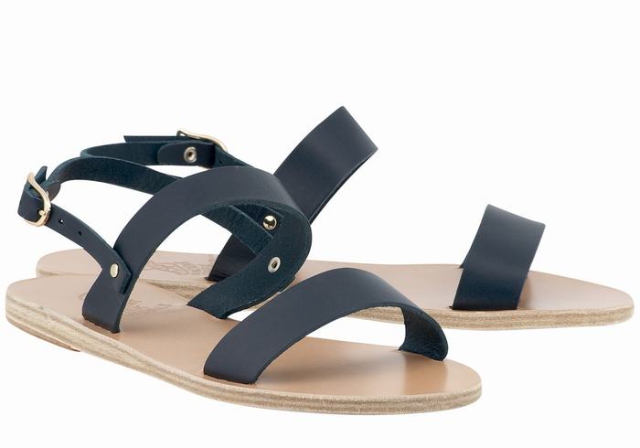 Dark Blue Ancient Greek Sandals Clio Women Back-Strap Sandals | SXG1469HD