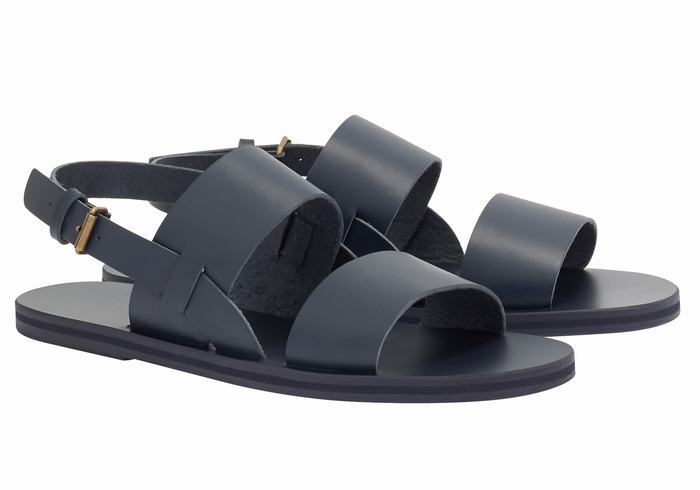 Dark Blue Ancient Greek Sandals Irodotos Leather Men Casual Sandals | MNB6584BN