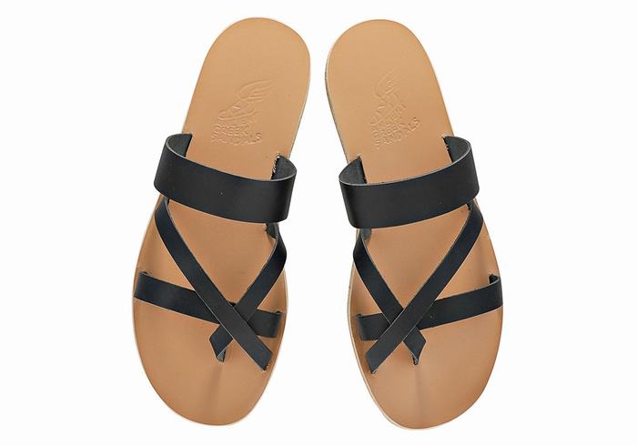 Dark Blue Ancient Greek Sandals Jason Leather Men Slide Sandals | VSJ7022JN