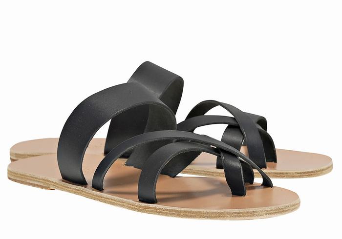 Dark Blue Ancient Greek Sandals Jason Leather Men Slide Sandals | VSJ7022JN