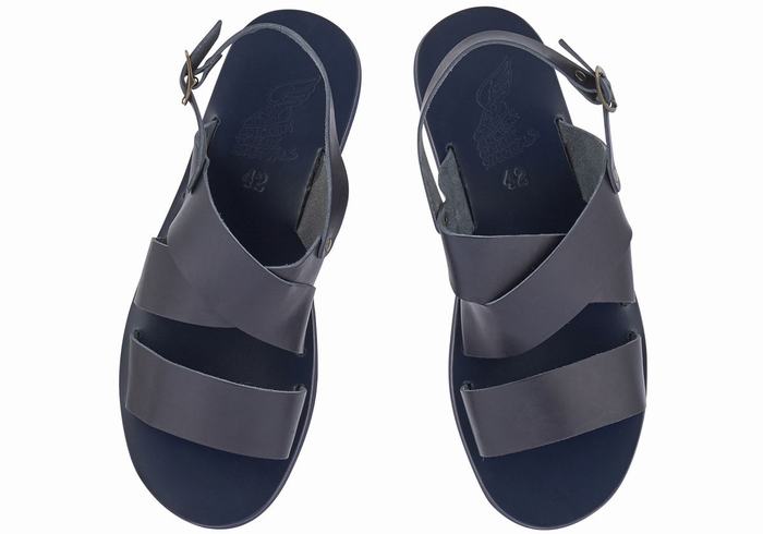 Dark Blue Ancient Greek Sandals Miltos Men Casual Sandals | YFH8948WP