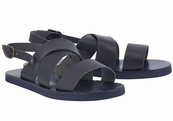 Dark Blue Ancient Greek Sandals Miltos Men Casual Sandals | YFH8948WP