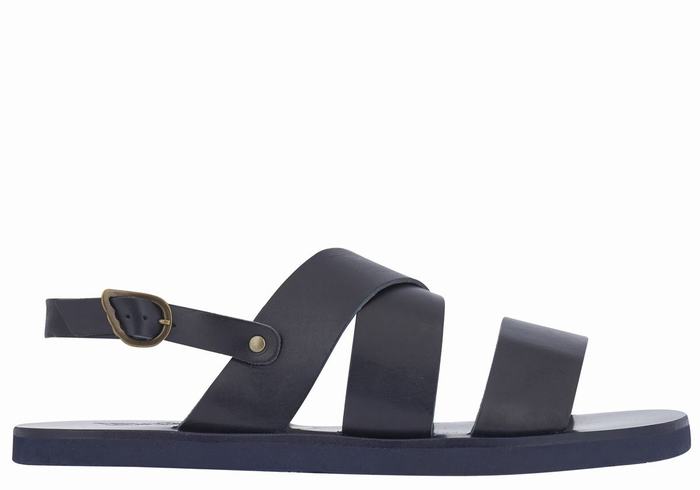 Dark Blue Ancient Greek Sandals Miltos Men Casual Sandals | YFH8948WP