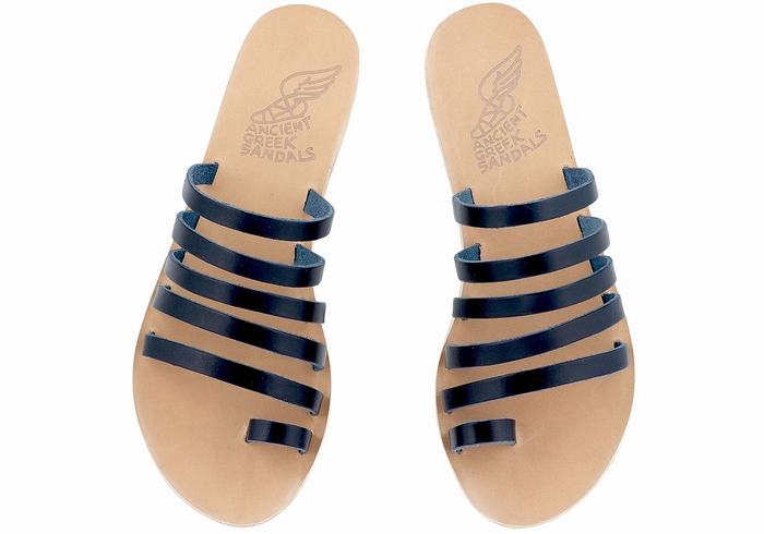 Dark Blue Ancient Greek Sandals Niki Leather Women Toe-Post Sandals | TAT3764LO