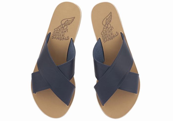 Dark Blue Ancient Greek Sandals Thais Women Slide Sandals | DCE6728PA